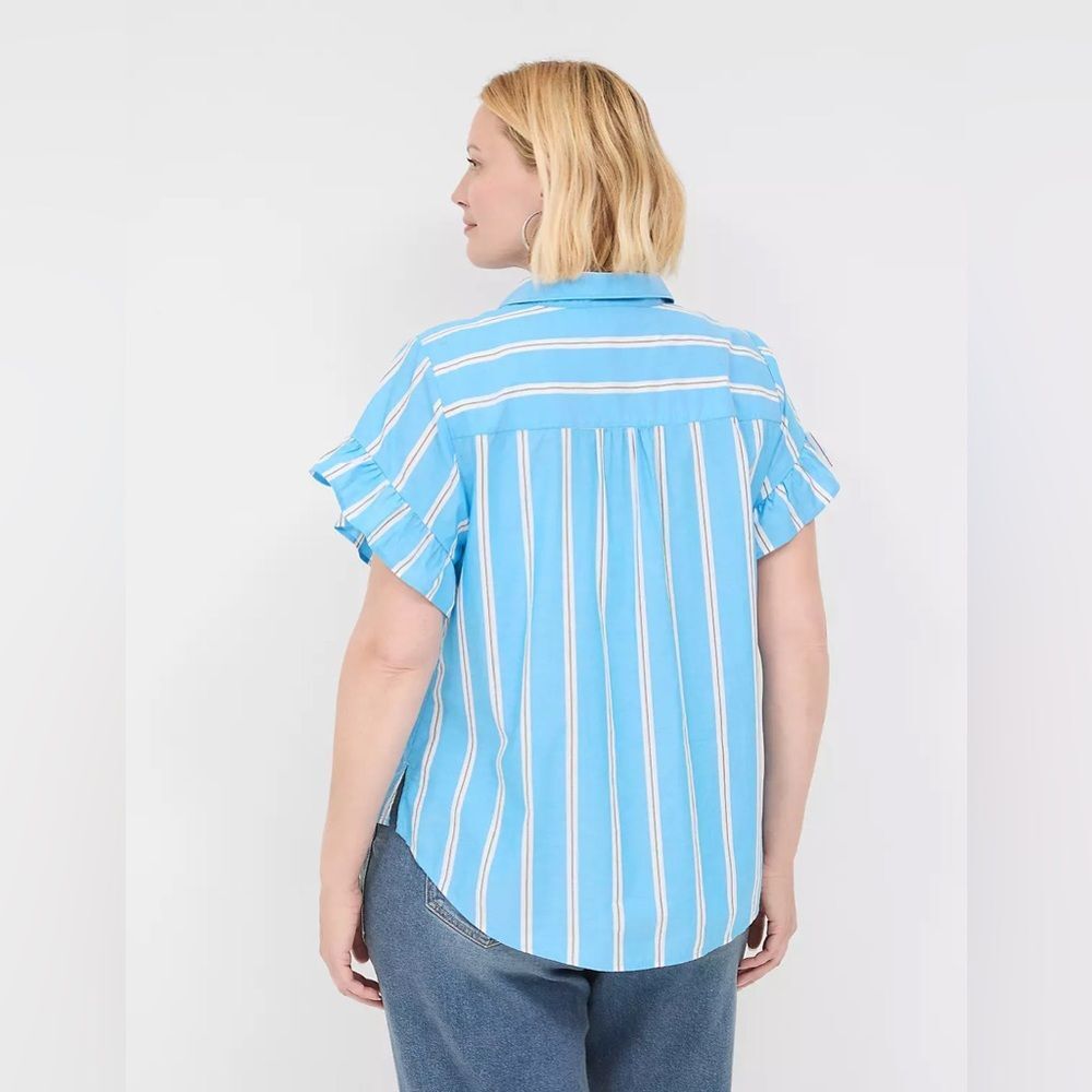 Lane Bryant - Short Ruffle-Sleeve Button-Down Top - Picture 3 of 4